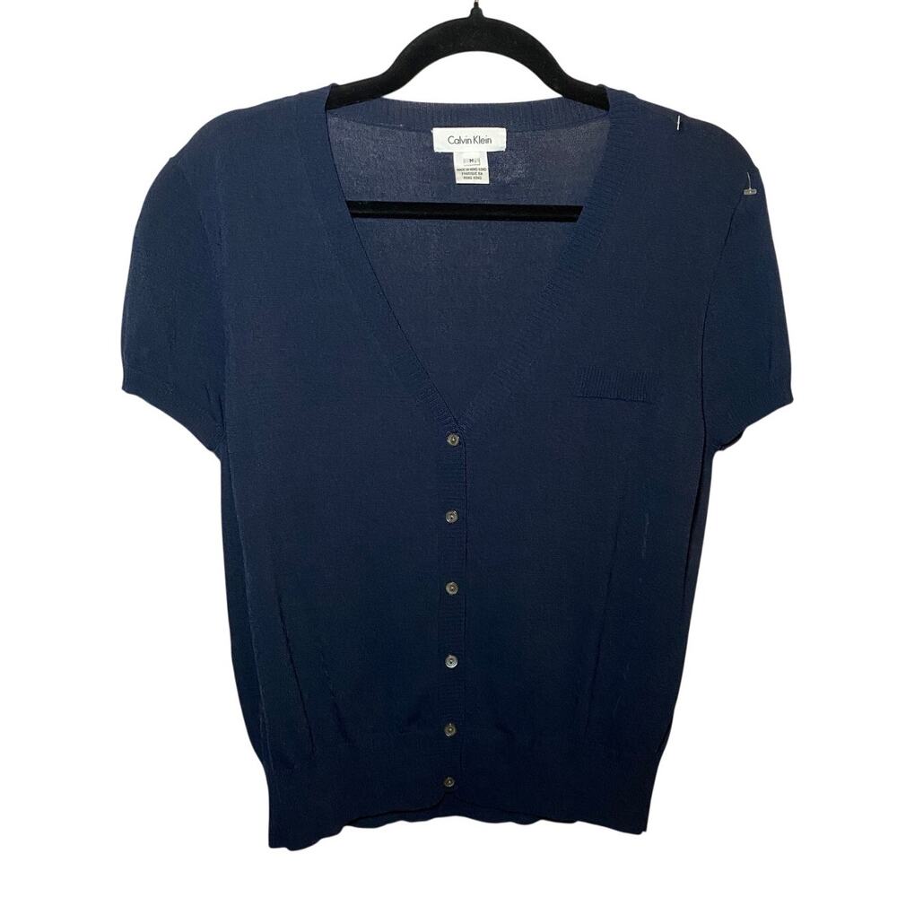 Calvin Klein - Navy Blue Sheer Blouse - Size Medium